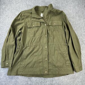 Gap Jacket Womens 2XL Green Utility Field Cotton Twill Zip Snap Pockets Casual
